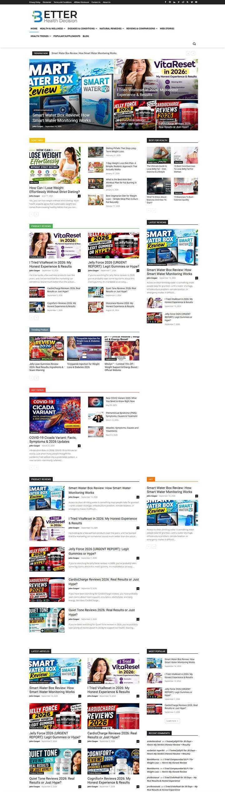 Better Health Decision publishing website preview